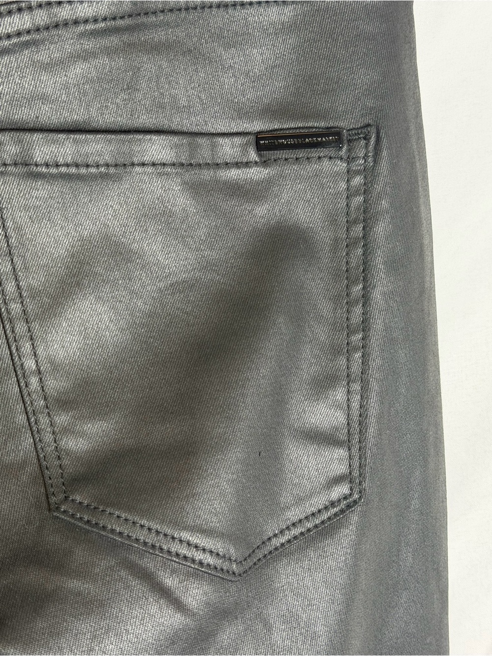 WHBM Black High Rise Bootcut Jeans Pants Size 2 Faux Leather Look - Picture 9 of 11